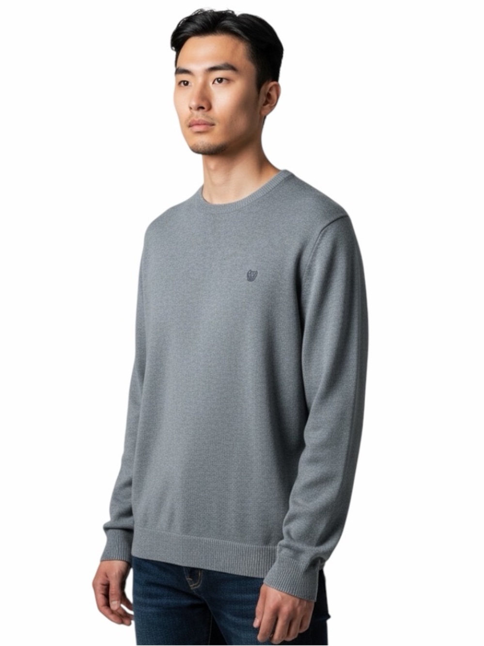 New Chaps men’s grey 100% cotton crew neck sweater with chest logo size X-LARGE